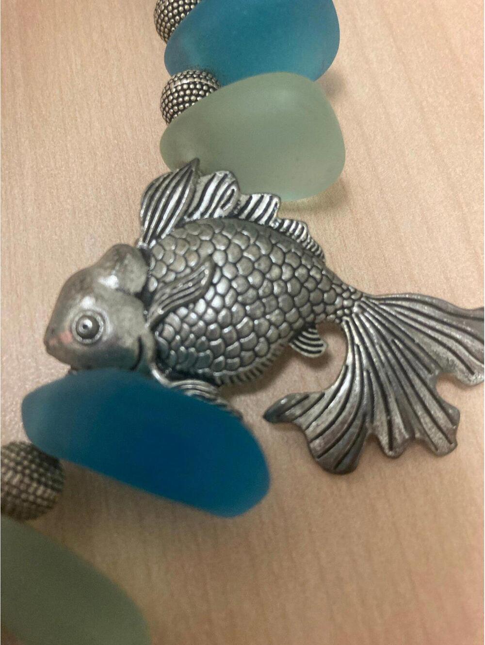 Koi Fish Sea Glass Statement Necklace - Picture 4 of 7